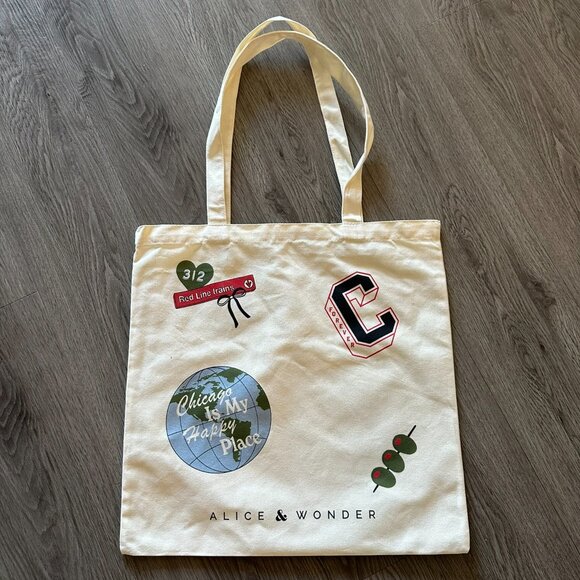 NEW Alice & Wonder Chicago Icons Tote Bag - White - Picture 2 of 2